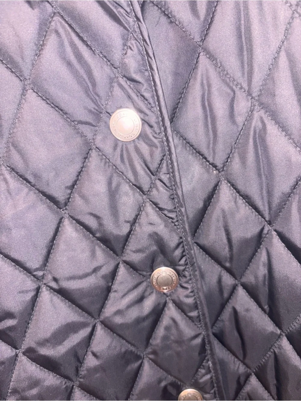 Coach Black Quilted Signature Lined Snap Jacket Coat Size M